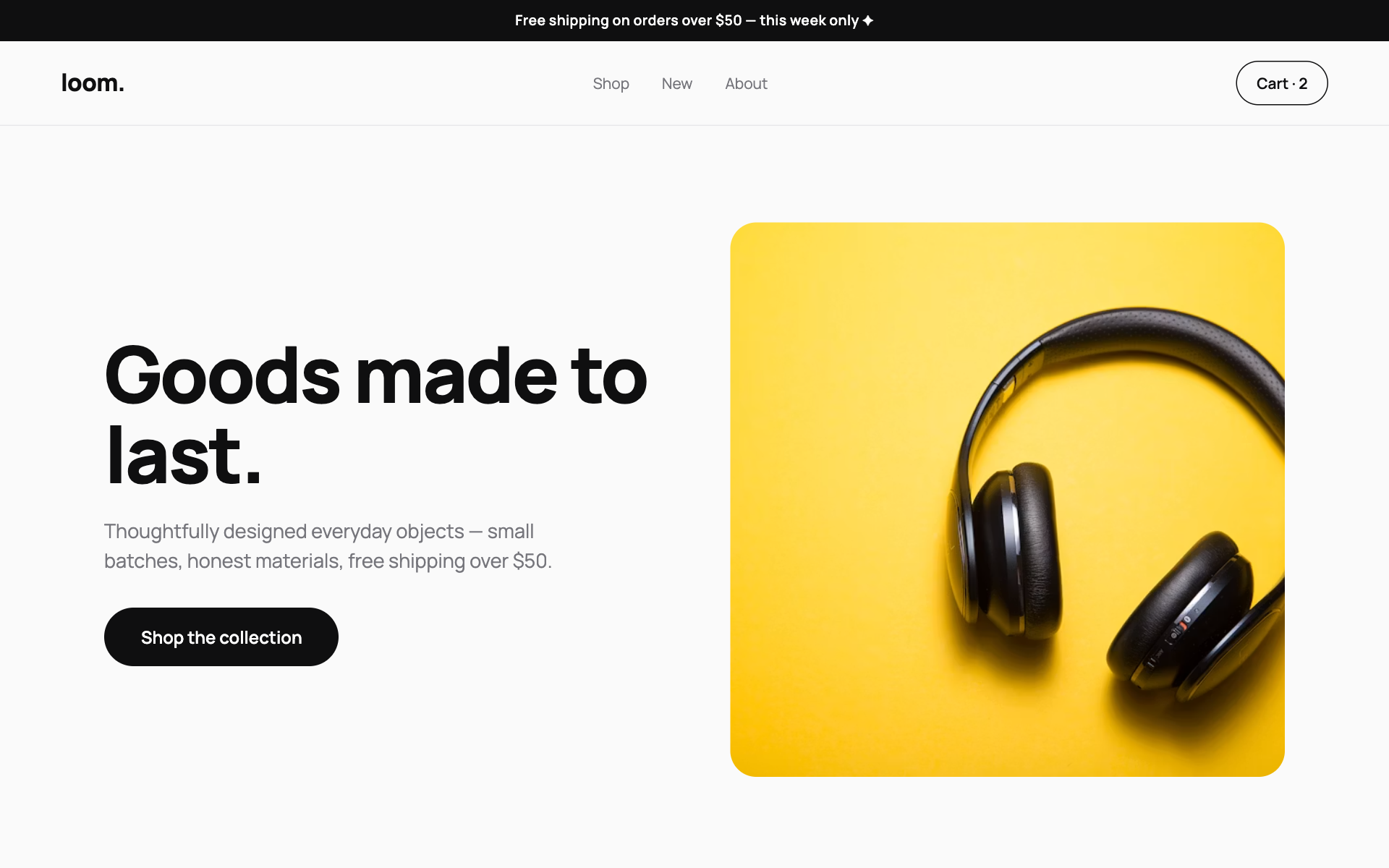 Online store website example